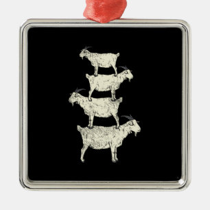 Goat Retro  Metal Tree Decoration