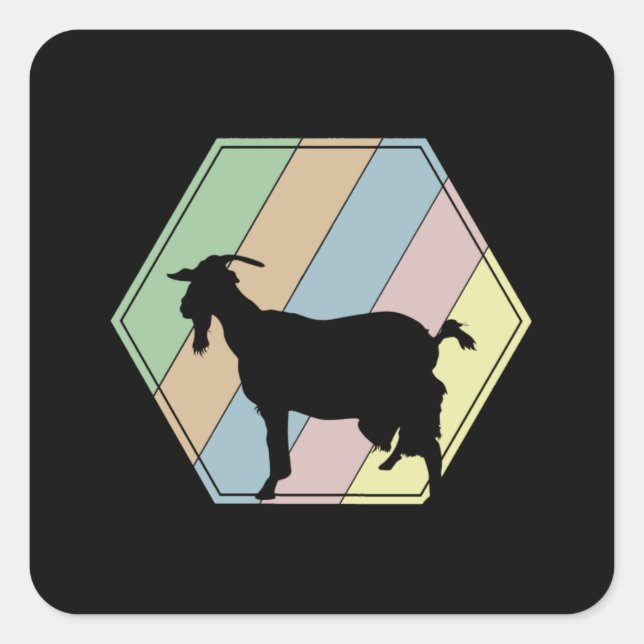 Goat Retro Square Sticker (Front)