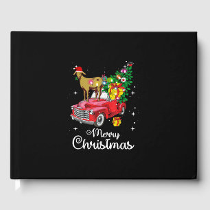 Goat Rides Red Car Christmas Guest Book