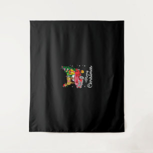 Goat Rides Red Car Christmas Tapestry