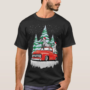 Goat Riding Red Truck Xmas Merry Christmas T-Shirt