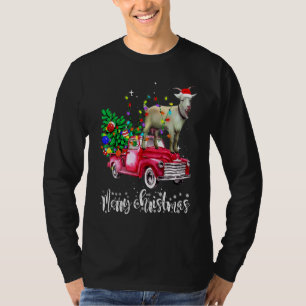 Goat Riding Red Truck Xmas Merry Christmas T-Shirt