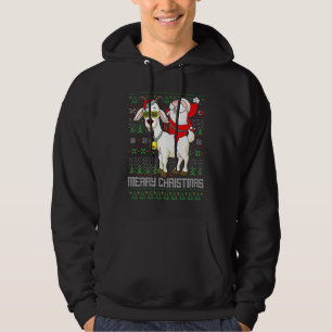 Goat Santa Claus Merry Christmas Matching Ugly Xma Hoodie