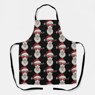 Goat Santa Hat Funny Cute Farm Animal Farmer Xmas Apron