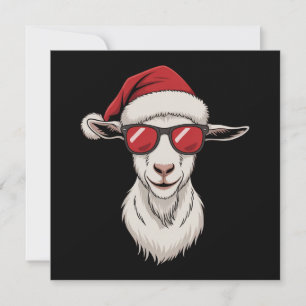 Goat Santa Hat Funny Cute Farm Animal Farmer Xmas Holiday Card