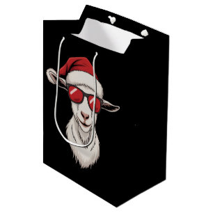 Goat Santa Hat Funny Cute Farm Animal Farmer Xmas Medium Gift Bag