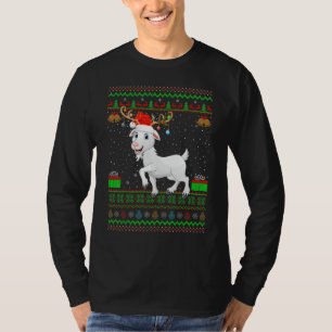 Goat Santa Hat Matching Ugly Goat Christmas T-Shirt
