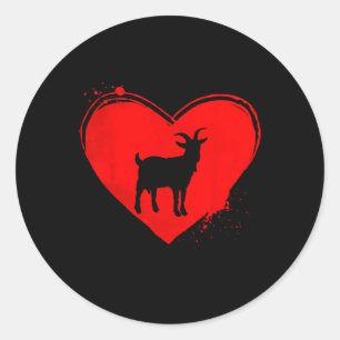 Goat Silhouette Heart Shape Valentine Goat Lovers Classic Round Sticker