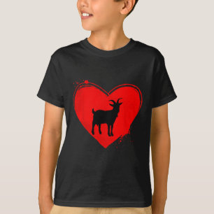 Goat Silhouette Heart Shape Valentine Goat Lovers T-Shirt