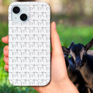 Goat Simple Drawing pattern Black and White iPhone 15 Case
