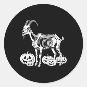 Goat Skeleton Birthday Halloween Mens Womens Kids Classic Round Sticker