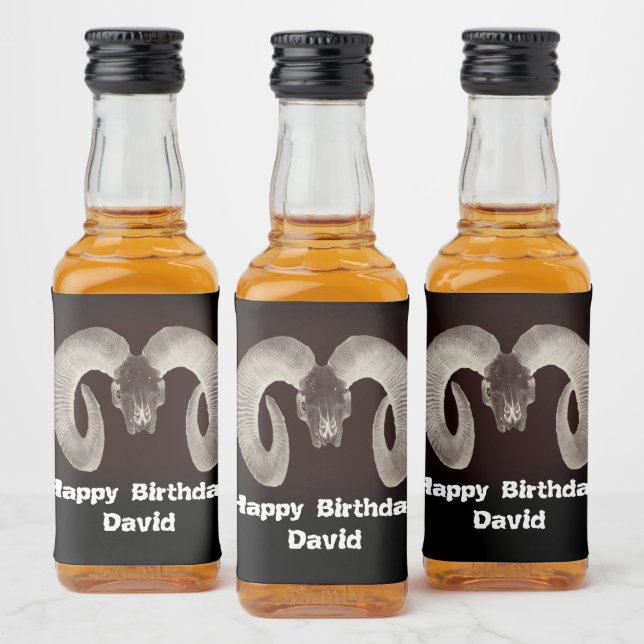Goat Skull Face ,and Personalised Liquor Bottle Label (Bottles)