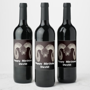 Goat Skull Face ,and Personalised Wine Label