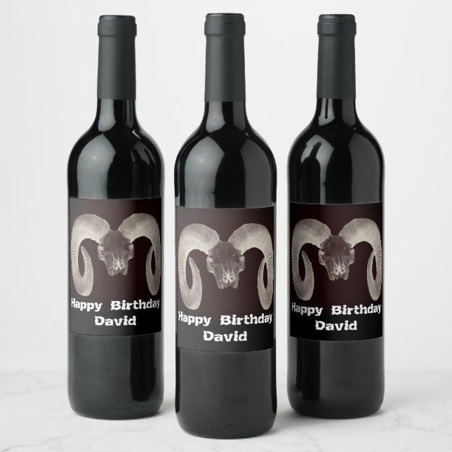 Goat Skull Face ,and Personalised Wine Label (Bottles)
