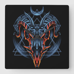 Goat Skull Square Wall Clock