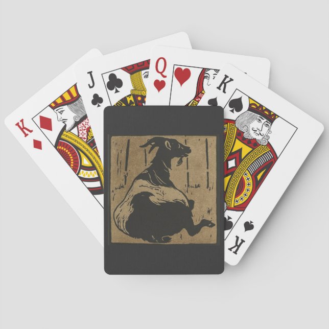 Goat - Square Animals Illustration Playing Cards (Back)
