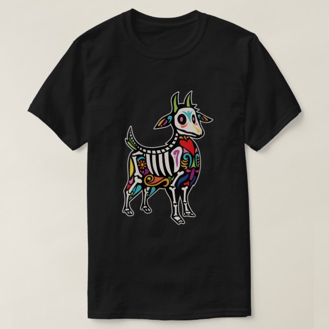 Goat Sugar Skull Mexican Day of the Dead Dia De Mu T-Shirt (Design Front)