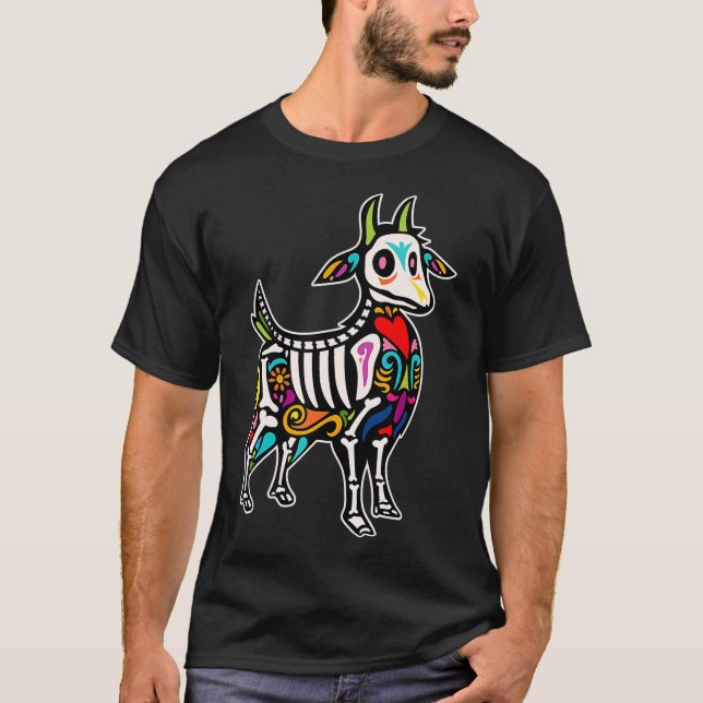 Goat Sugar Skull Mexican Day of the Dead Dia De Mu T-Shirt (Front)