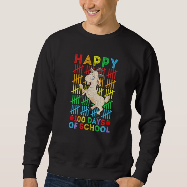 Goat Teacher Student Happy 100 Days of School Sweatshirt (Front)