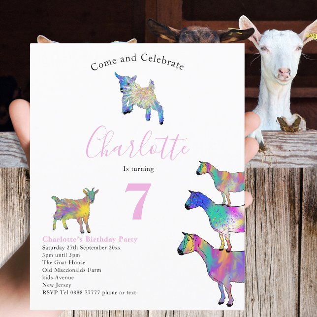 Goat Themed Birthday Party Budget (Goat themed 7th birthday party budget invitation watercolor farm animals )