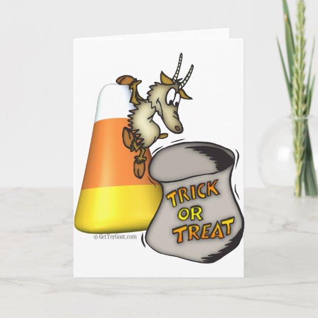 Goat Trick or Treat Halloween Gifts Card (Front)