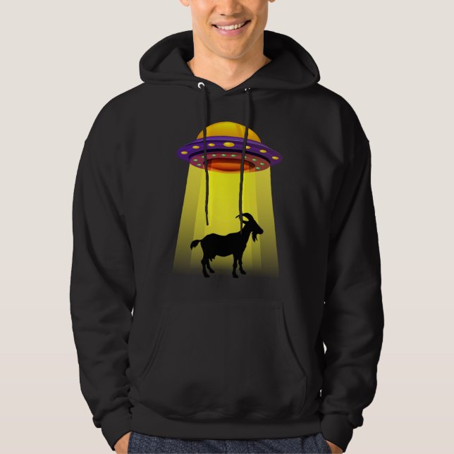 Goat UFO Abduction Vintage BELIEVE Retro Hoodie (Front)