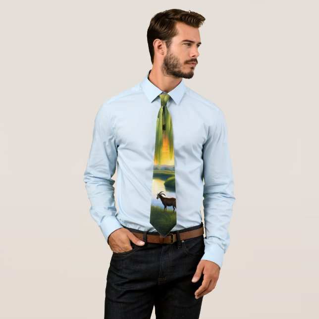 Goat under the willow tree tie (In Situ)