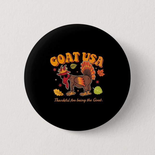 Goat Usa Thankful For Being The Goat Funny Thanksg 6 Cm Round Badge (Front)