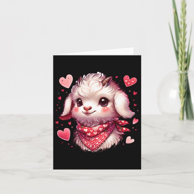 Goat Valentine Hearts  Card (Front)