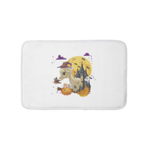 Goat Witch Broom Pumpkin Halloween Costume Bath Mat