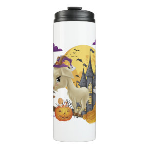 Goat Witch Broom Pumpkin Halloween Costume Thermal Tumbler