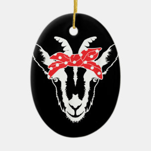Goat With A Bandanna Funny Goat Lover Womens Ceramic Tree Decoration