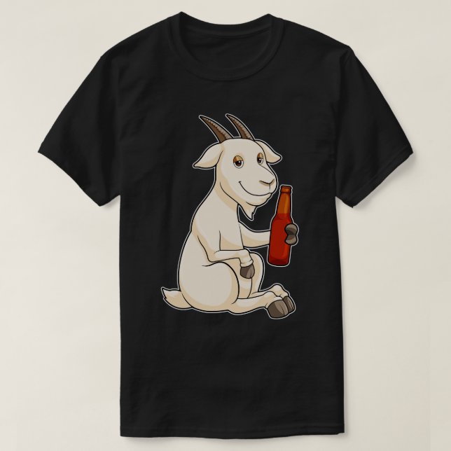 Goat with Bottle Beer T-Shirt (Design Front)