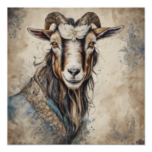 Goat with Expressive Eyes Print (Front)
