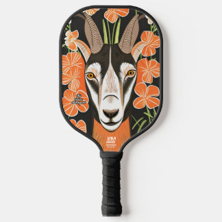 Goat with Flowers Personalised Pickleball Paddle
