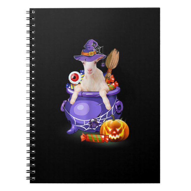 Goat With Hat Candy Pumpkin Halloween Gift Notebook (Front)