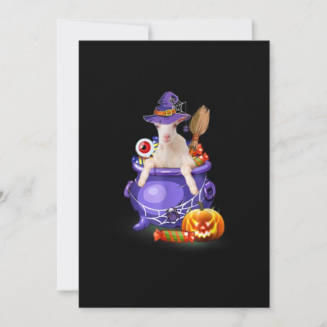 Goat With Hat Candy Pumpkin Halloween Gift Save The Date (Front)