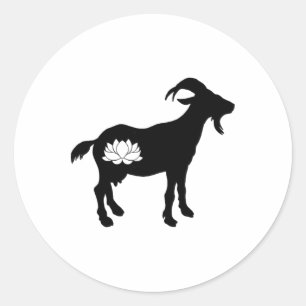 Goat With Namaste Lotus Symbol Goat Yoga _1  Classic Round Sticker