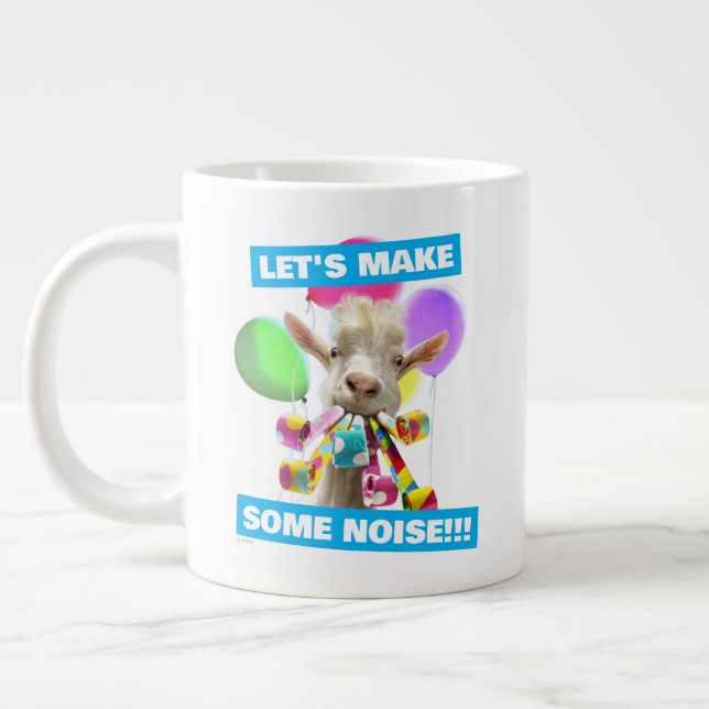 Goat with Party Blowers Large Coffee Mug (Left)