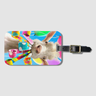 Goat with Party Blowers Luggage Tag