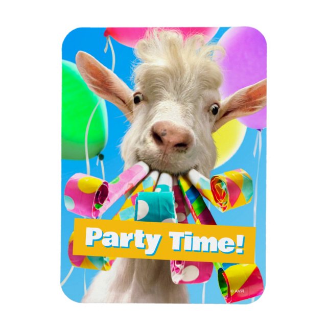 Goat with Party Blowers Magnet (Vertical)