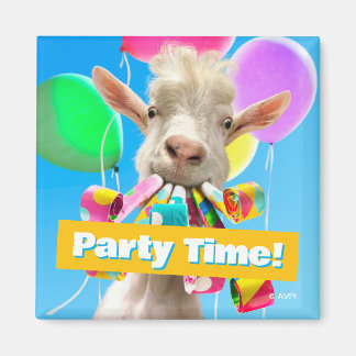 Goat with Party Blowers Magnet