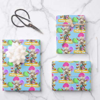 Goat with Party Blowers Wrapping Paper Sheet