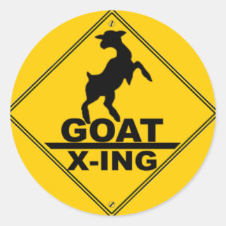Goat X -ing / GOAT CROSSING WARNING SIGN Classic Round Sticker