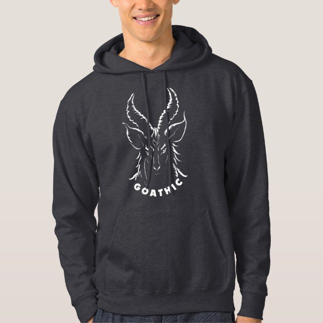 Goathic | Gothic Pun | Satanic Goat Hoodie (Front)