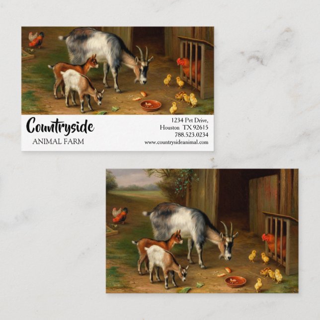 Goats And Chickens At The Farm Business Card (Front/Back)