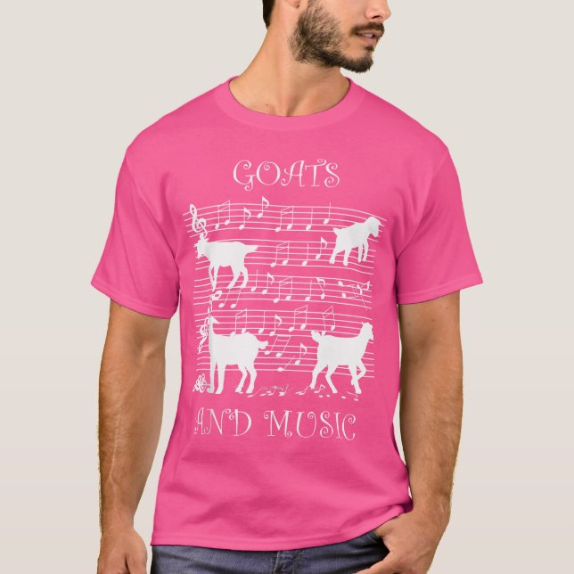 Goats And Music Notes Musician Piano T-Shirt (Front)