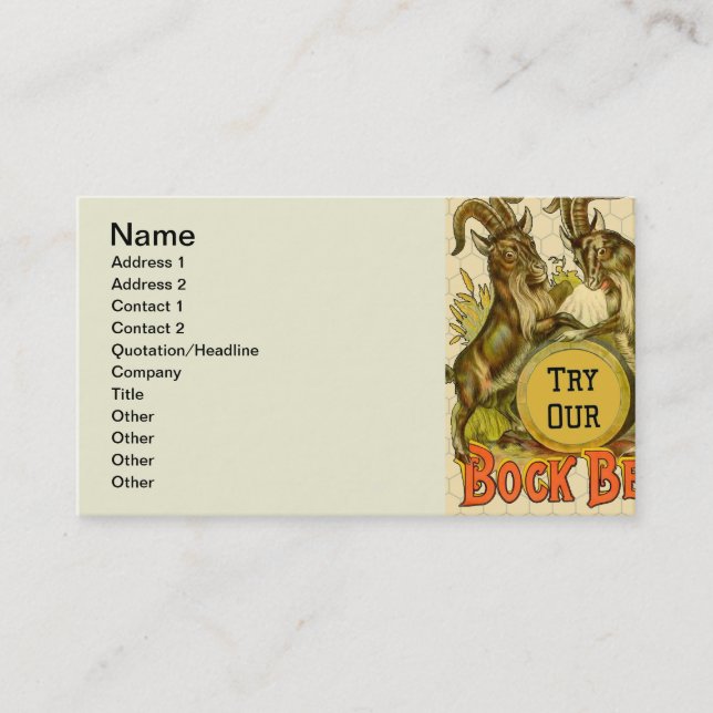 Goats Bock Beer Advertising Business Card (Front)
