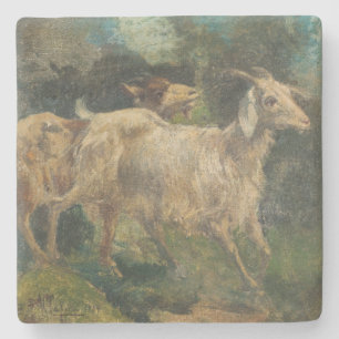 Goats (by Vincenzo Caprile) Stone Coaster