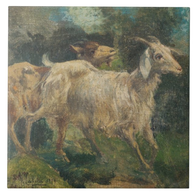 Goats (by Vincenzo Caprile) Tile (Front)